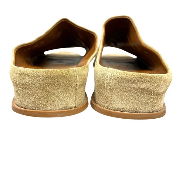 Aquatalia Anne Tan Suede Low Wedge Open Toe‎ Mules - Picture 11 of 12